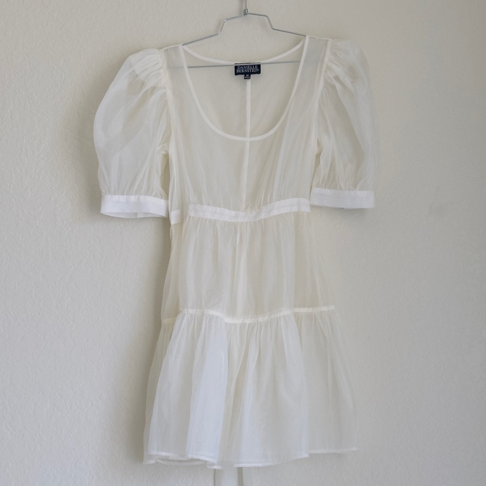 Danielle Bernstein Solid Organza Puff-Sleeve Mini Dress - Picture 5 of 6